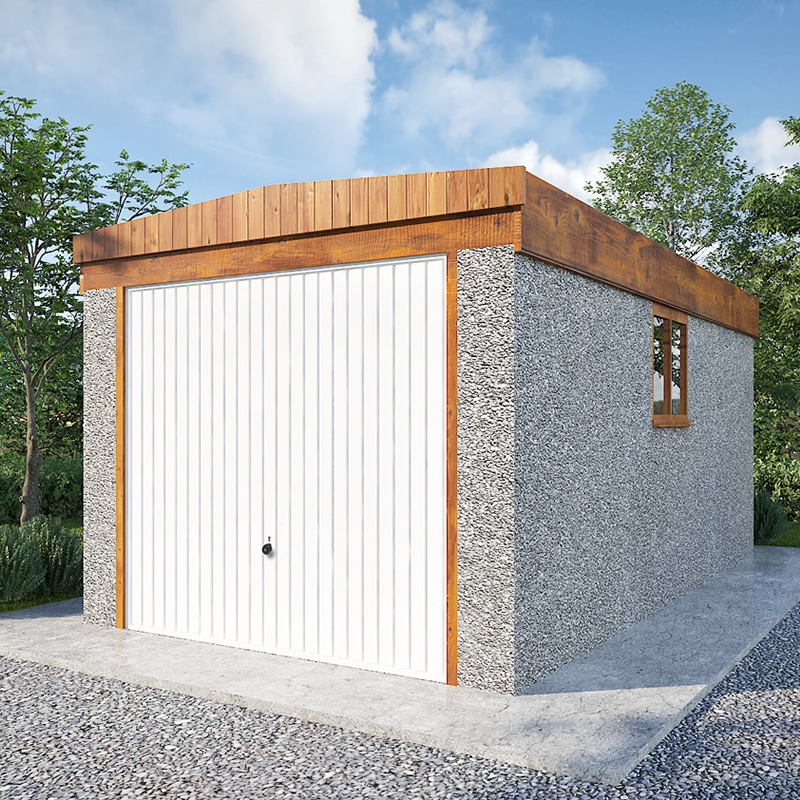 14x8 Premier Flat Roof Garage Installed Concrete Garage Installed